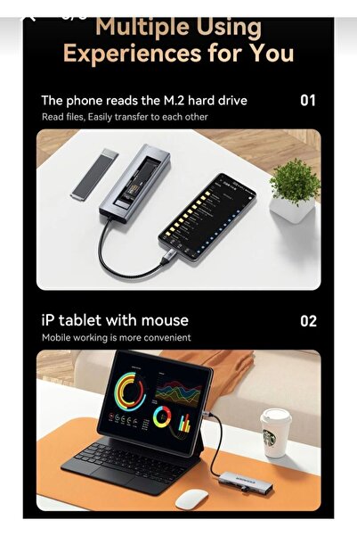 essager 8'in 1'i Ssd M.2 Nvme/sata Fonksiyonlu 4k 30hz/pd100w/type-c 10gpbs/usb 3.2 Gen/5gpbs/usb /sd/tf