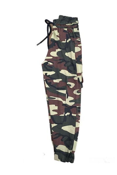 alpmodel Boy's Camouflage Military Trousers - Cargo Pocket and Elastic Leg