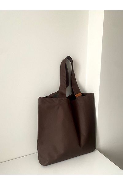 LUNAFEL Основна кафява платнена чанта Tote с голям размер, водоустойчива материя