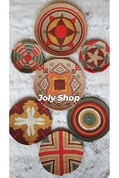 Joly El Yapımı Afrikan Tabak Etnik Hasır Tabak Seti Bohem Duvar Dekoru Afrika Tabak