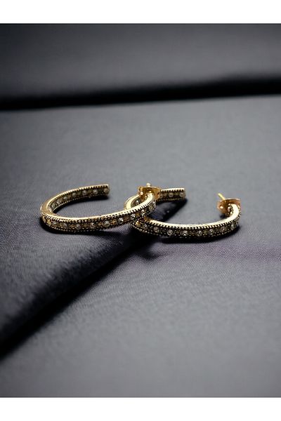 FAYRA ACCESSORIES Zircon Stone Detailed Stylish Hoop Earrings