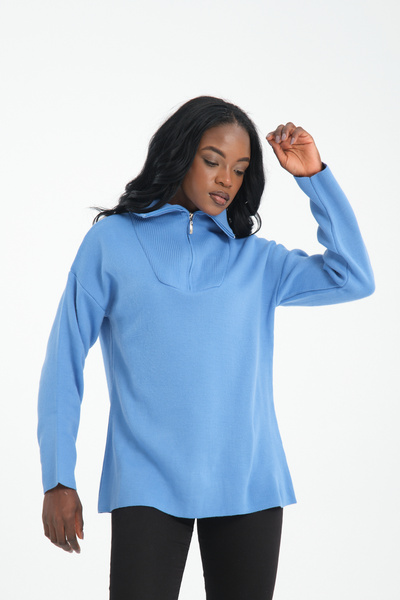 İLKCET MODA Zippered Premium Oversize Women's Knitwear Sweater