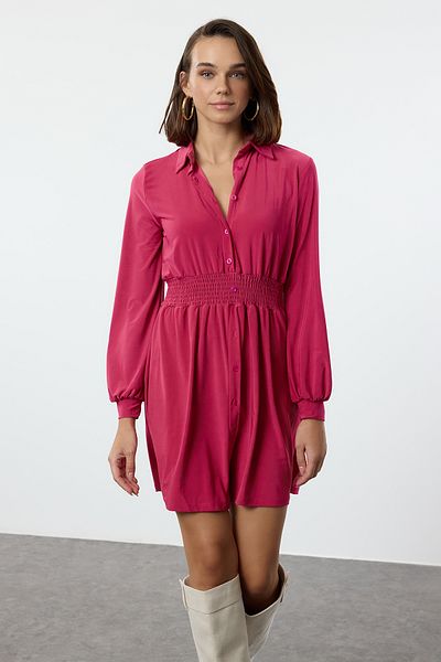 Trendyol Collection Μίνι φούξια πλεκτό φόρεμα - Πόλο γιακά και λάστιχο μέσης Twoaw25el00500