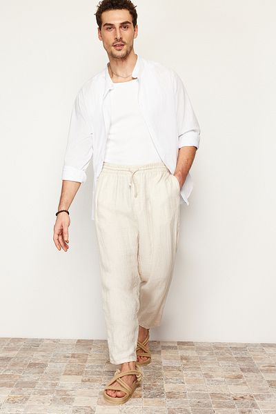 Trendyol Collection Judge gallérral fehér hímzett pamut ing - TMNSS24GO00009