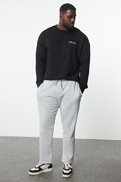 Trendyol Collection LargE SizE Gray SwEatpants - Regular Cut TMNAW25AJ00004