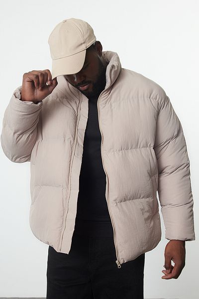 Trendyol Collection Unisex Oversize Puffer Jacket - Stand Collar, Plus Size, Winter - TMNAW25AW00002