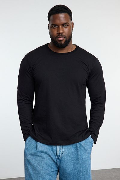 Trendyol Collection Plus Size 3 Pack - Anthracite-White-Black 100% Cotton Slim Fit Crew Neck T-Shirt Tmnaw25Bf00002