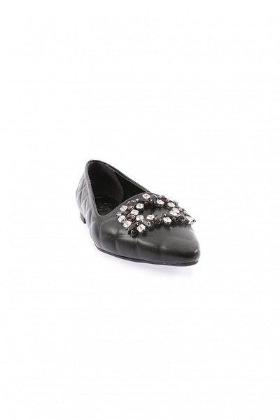 DGN Damen-Ballerinas mit quadratischer Schnalle aus schwarzem Kristall - 76713365