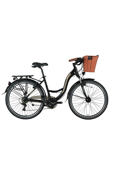 Bisan Sandy Sepetli Şehir Bisikleti 43cm V 26 Jant 21 Vites Siyah Gold