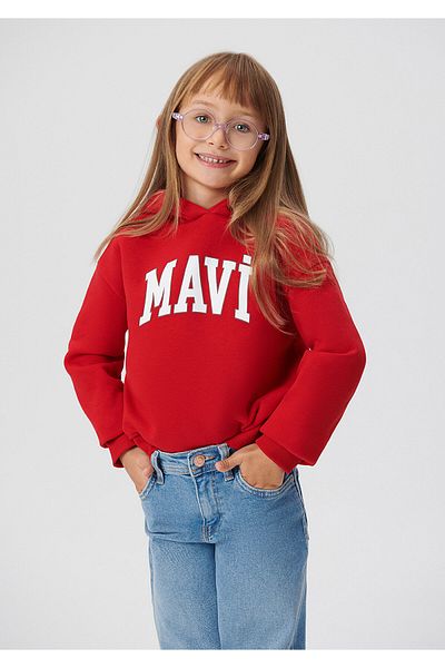Mavi Red Hooded Logo Printed Sweatshirt -7610035-86417