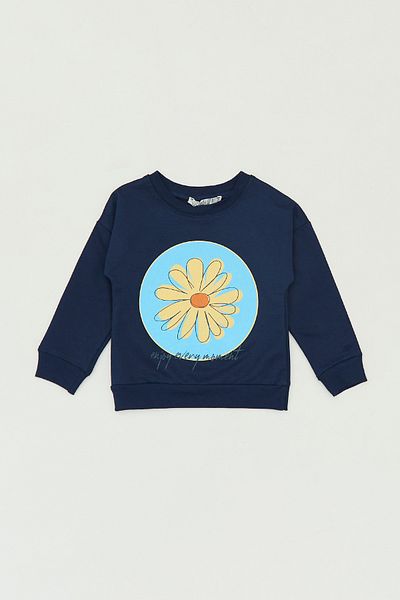 Fulla Moda Момиче - Суитшърт с кръгло деколте с щампа от маргаритки