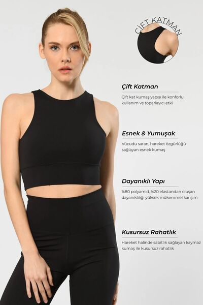 TÜREN 3701 Жіночий чорний бюстгальтер зі спортивним коміром