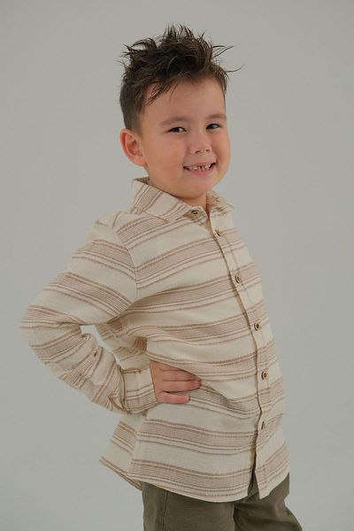 ASG TEKSTİL Ecru Color Boy's Long Sleeve Shirt