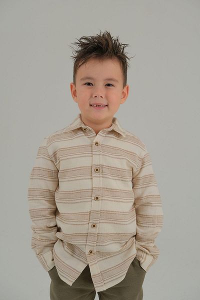 ASG TEKSTİL Ecru Color Boy's Long Sleeve Shirt