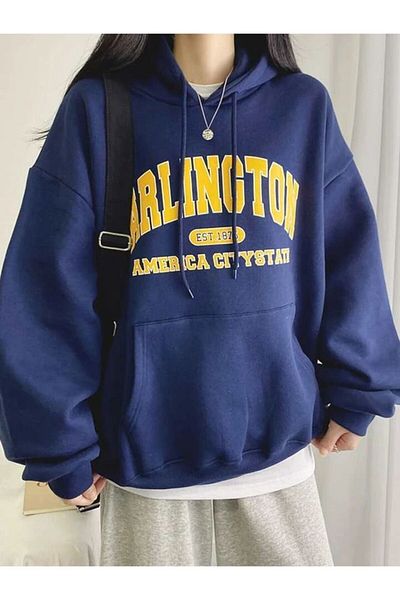 AFROGİYİM Damen-Kapuzenpullover Arlington American City State aus bedruckter Baumwolle