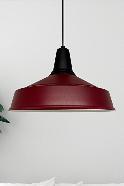 Bamyum Vişne Çürüğü Asaletli Siyah Metal Başlık Tekli Avize Retro Sarkıt Showroom Salon Mutfak Avizeleri