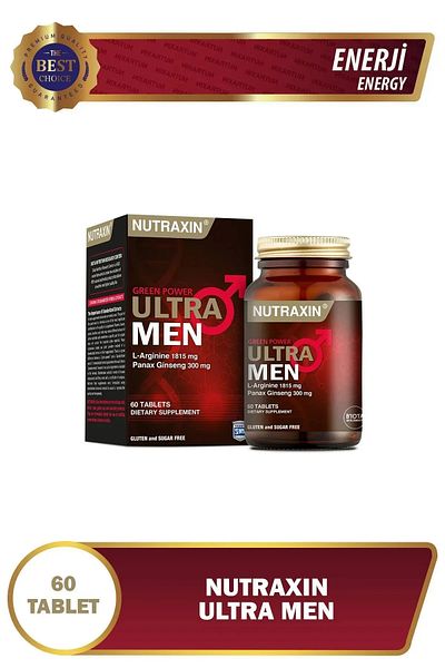 Nutraxin Ultra Men 60 Tablets - L-Arginine, Ginseng, Ginger, Iron Spur and Cinnamon Set of 3