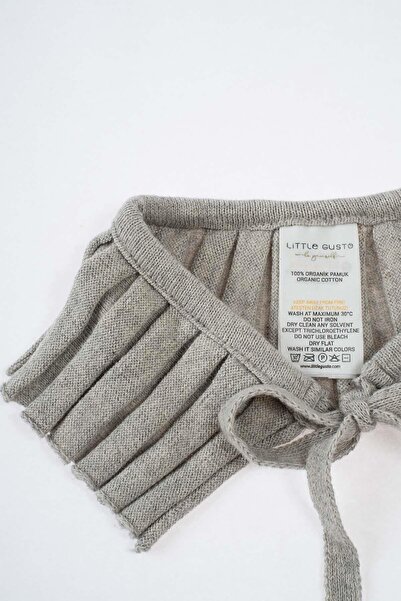 Little Gusto Pleated Knitted Collar Gray Organic Cotton