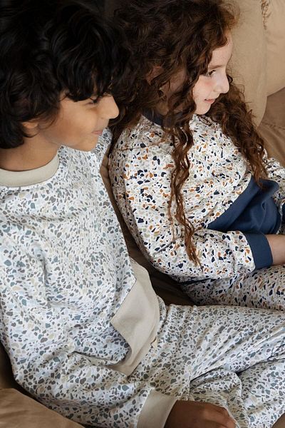 Little Gusto Tracksuit Set Kids Terrazo Blue Organic Cotton