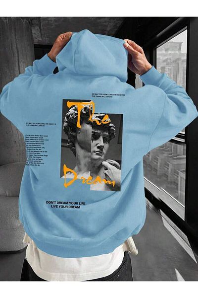 AFROGİYİM Unisex The Dream Your Life Φούτερ με στάμπα με κουκούλα