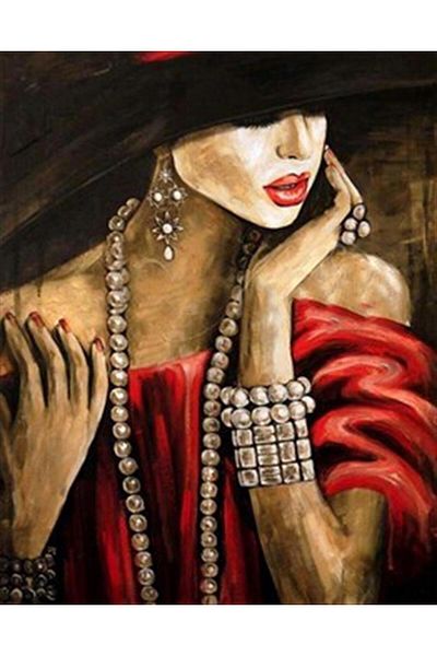 Marcel Kristal Tablo Pearl Engraved Woman Pixart Art Diamond Mosaic Painting Diamond Turkey 46*56