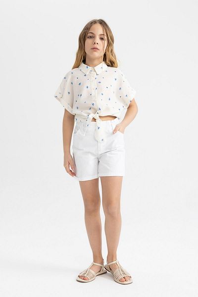 DeFacto Patterned Short Sleeve Crop Shirt - Girl's B5064a824sm