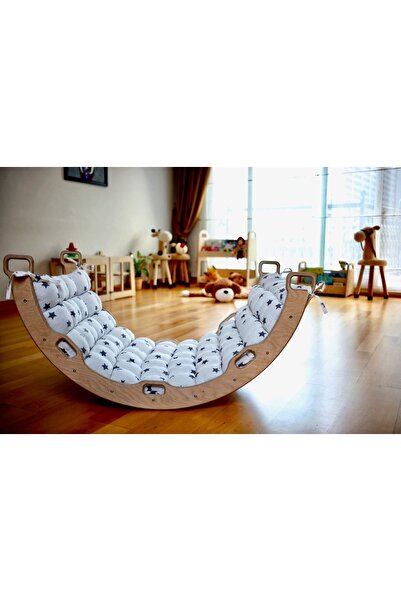 KIDOPPO وسادة بيضاء اللون بنمط نجمة لحزام وحزام تسلق مونتيسوري بيكلر