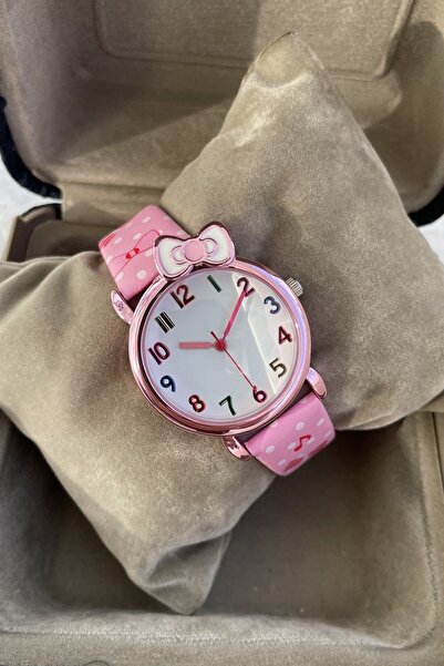 Leerybee Pink Ribbon Patterned Girl's Wristwatch - Special Box