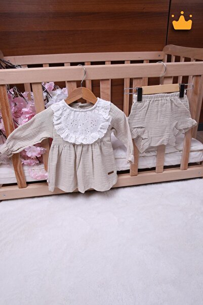 Begisa Babyhola Kız Bebek Çocuk Müslin Önlüklü Şortlu Elbise 22410