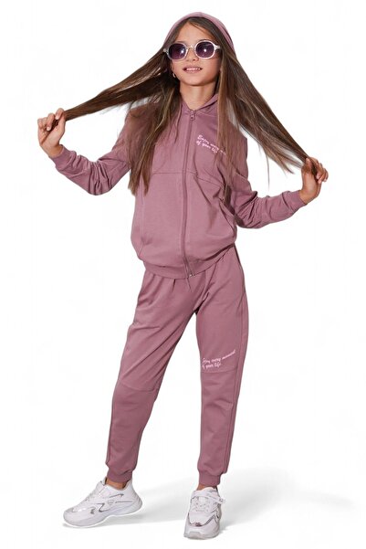 Ege Bebek Σετ αθλητικές φόρμες για κορίτσια 6-10 ετών - Φερμουάρ, κουκούλα, εποχική, μακρυμάνικη