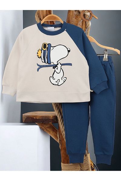 voyyo kids baby Σετ αθλητικής φόρμας Boy's Snoopy με στάμπα Oversize Cut Bottom Top