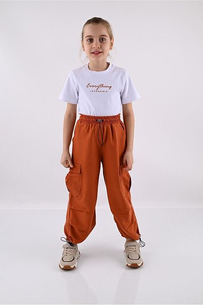 Ege Bebek GIRL'S SOFT TROUSERS SUMMER SHORT SLEEVE T-SHIRT TROUSERS SET 5-12 YEARS (NARROW FIT)
