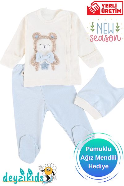 Deyzikids 0-3 Months Baby clothes - Organic 100% cotton, Bow Tie Hospital Exit Teddy Bear Newborn Set