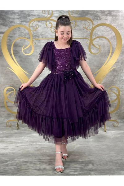 defada 10/14 Years Girl Sequined Tulle Waiter Evening Dress