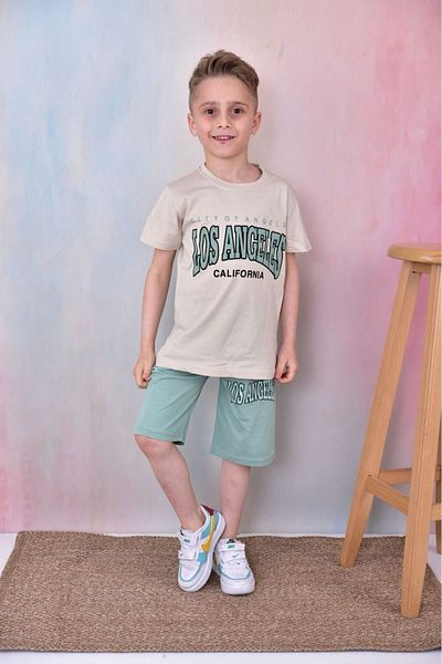 tunays shopping Los Angeles Printed T-shirt and Shorts Set for Boys - 100% Cotton