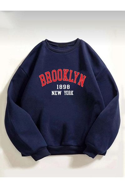 AFROGİYİM Унисекс голям суитшърт Brooklyn 1898 с щампи