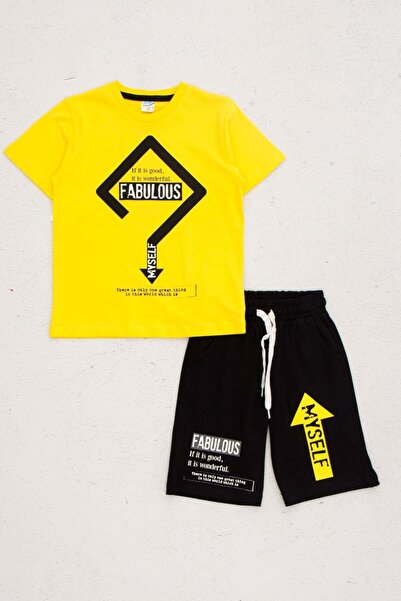 Dmb Front and Back Shorts Printed Crew Neck Elastic Waisted Boy Set
