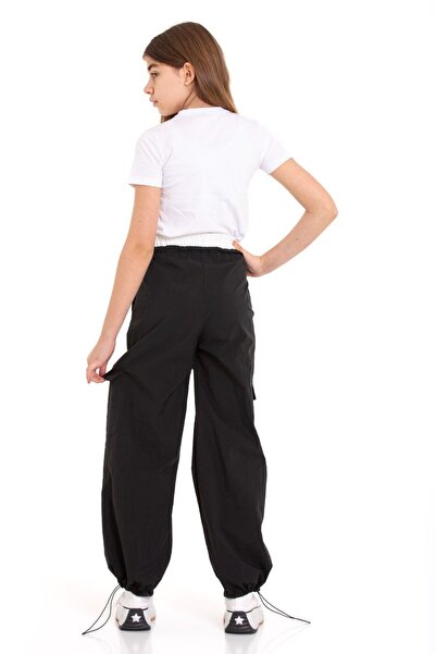 LAPINKOD Beli Garni Lastikli Cepli Paçası Stoper Lastikli Paraşüt Kız Çocuk Pantolon