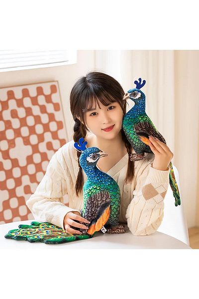e-life shop Imported Fabric Real Looking Vivid Color Cute Peacock Plush Toy Game Sleeping Companion 50 cm