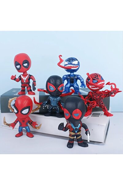 e-life shop 6'lı Anime Karakter Figür Oyuncak Seti Spiderman Black Spiderman Venom Carnage Deadpool Bir Arada