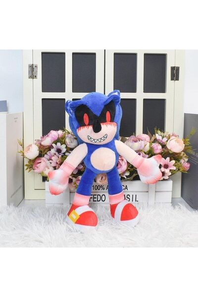 e-life shop Ithal Kumaş Sonic Exe Karanlık Kirpi Sonic Peluş Oyuncak Uyku & Oyun Arkadaşı Dev Boy 28 Cm.