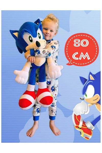 e-life Xxl Kumaş Sonic Boom Hedgehog Kirpi Sonic Peluş Oyuncak Uyku & Oyun Arkadaşı Dev Boy 80 Cm.