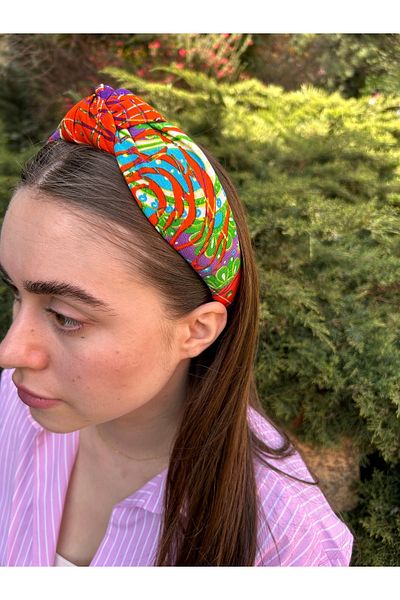 ByMerve Bym345 Плат - Мека шарена корона за коса с възли, тропически ежедневен детски и дамски аксесоар