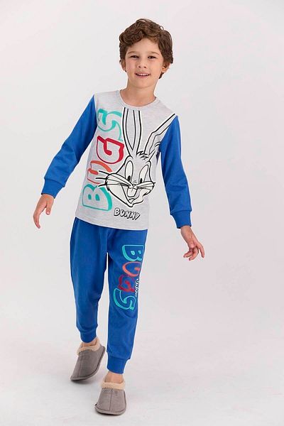 Lola & Bugs Bunny Set de pijamale cu nervuri Karmelange pentru băieți cu licență Bugs Bunny