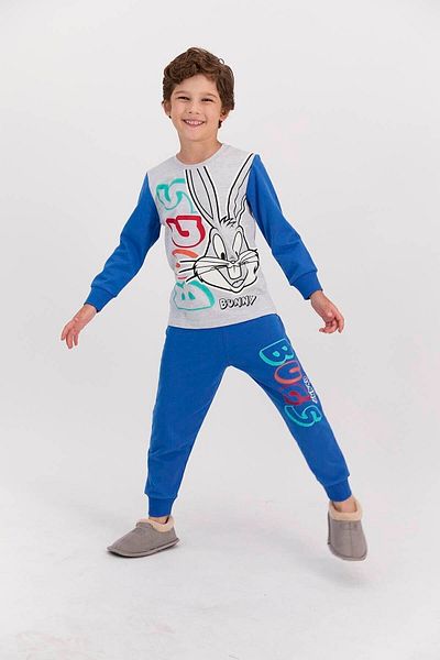 Lola & Bugs Bunny Set de pijamale cu nervuri Karmelange pentru băieți cu licență Bugs Bunny