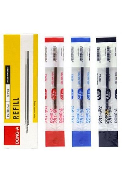 Dong-A Ballpoint Pen Refill Mygel Gel 0.5 Mm Black211110 - Pack of 12