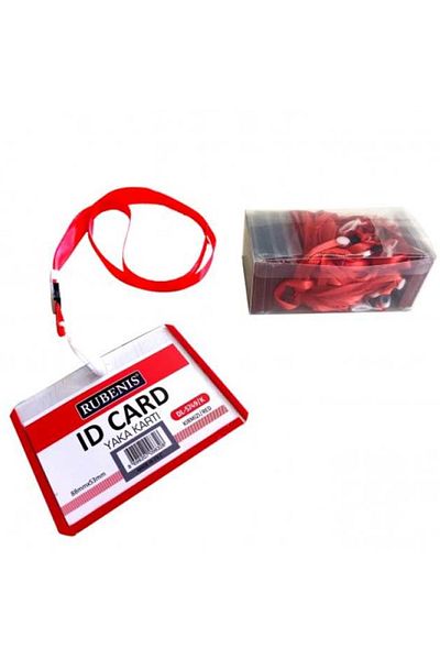 Rubenis 50 Pieces Red Name Badge with String Dl-5749
