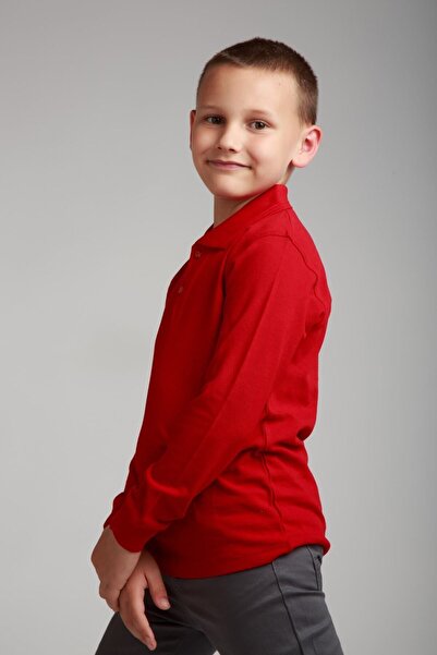 Dragora Long Sleeve Polo Neck Red Combed Cotton