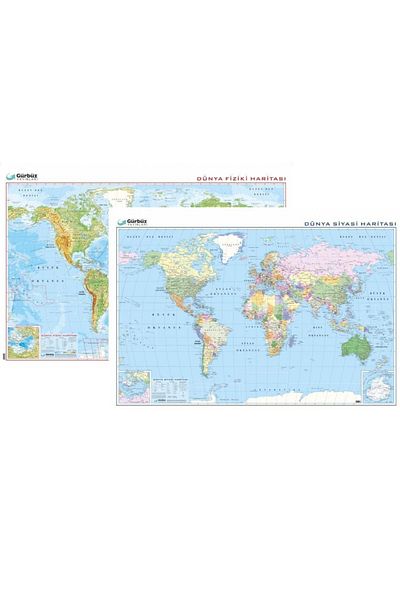 Gürbüz Double Color World - Physical and Political 35X50