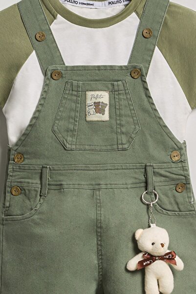 Pollito ADjuStable ButtoneD Teddy Toy anD SulfiDe Salopette T-Shirt for BoyS Set of 2